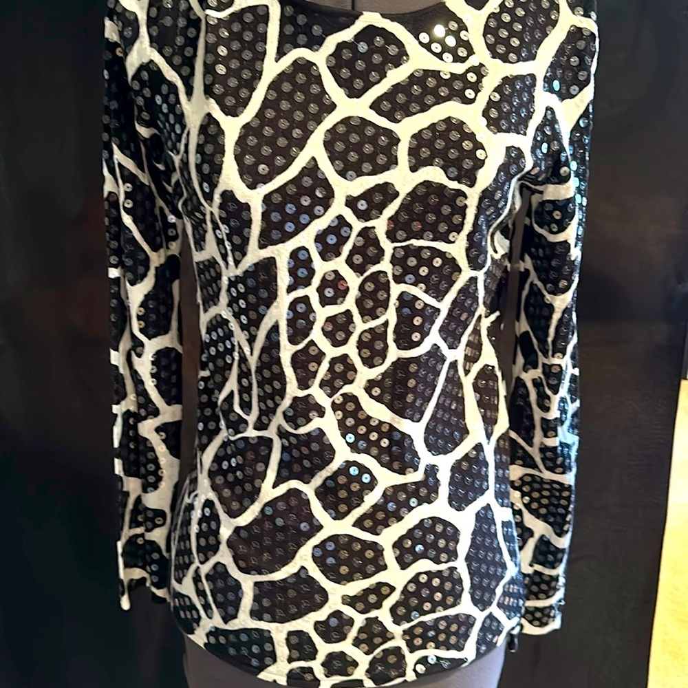 Black and white sequins top